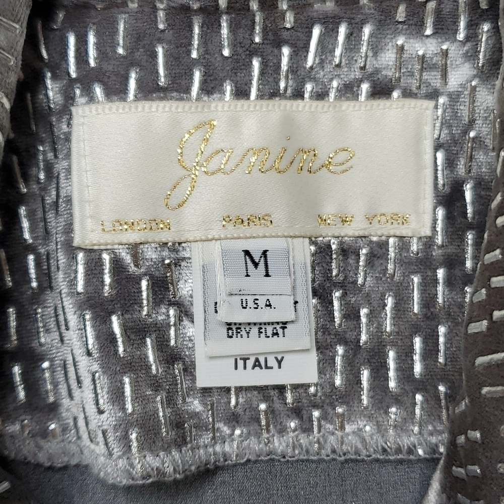 Vintage Skirt Suit Janine Suit New Old Stock Medium Silver velvet Blazer skirt - Picture 8 of 14